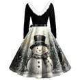 thumbnail image 4 of Christmas Dresses for Women Women's Casual Fashion Long Sleeve Christmas Graphic Printed Vintage Long Dresses with V Neck and Fur for Holiday Party,Black,L, 4 of 5