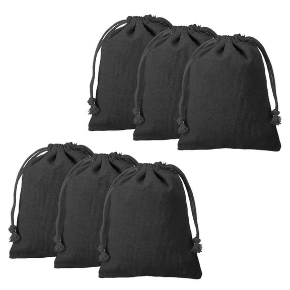 Uxcell 12pcs Cotton Storage Bags 4.7" x 5.9" Canvas Drawstring Bag, Black