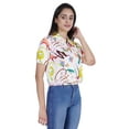 thumbnail image 5 of Moomaya Printed Short Top For Women Summer Casual Zip Collar Tee T-Shirts, 5 of 9