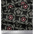 thumbnail image 1 of Soimoi Poly Georgette Fabric Damask Ethnic Print Sewing Fabric Yard 52 Inch Wide, 1 of 3