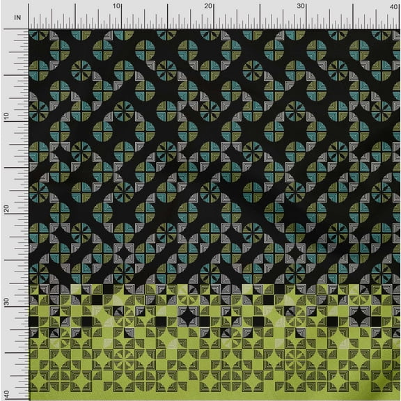 oneOone Cotton Jersey Black Fabric Geometric Panel Sewing Craft Projects Fabric Prints By Yard 58 Inch Wide