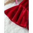 thumbnail image 6 of Qiylii Girls Christmas Skirt Clothes Set, Long Sleeve Crew Neck Velvet Romper with PU Leather A-line Skirt,6M-4Years, 6 of 9