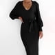 thumbnail image 5 of Gibobby Vestido de punto para mujer Vestido de suéter de longitud media de color sólido para mujer, elegante vestido envolvente de punto con cuello en V y manga larga(Negro,G), 5 of 5