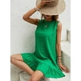 thumbnail image 4 of Women's Ruffle Hem Sleeveless Tank Dress Round Neck Casual Smock Summer Mini Dresses, 4 of 6