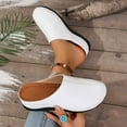thumbnail image 4 of HomeDM Women's Sandals Slip On Closed Toe PU Leather Comfortable Arch Support Wedge Sandals, White Size 7.5, 4 of 8