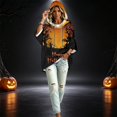 thumbnail image 3 of FGVCTG Halloween Sweatshirts for Women Drawstring 3/4 Sleeve Halloween Hoodie Ghost Graphic Spooky Oversized Pullover Hoodies Yellow XL, 3 of 4