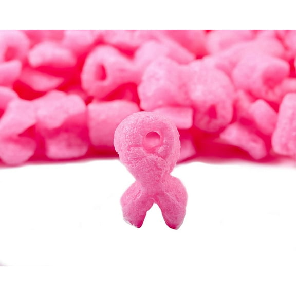 FunPak Plant Based Biodegradable Packing Peanuts 1.5 cu ft Bag Compostable Pink Ribbons