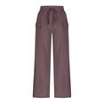 thumbnail image 3 of Mgmyaa Women's Plus Size Wide Leg Pants Solid Palazzo Flowy Drawstring Elastic Waist Pants with Pockets, 3 of 5