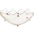 thumbnail image 1 of Rawiri Red de pesca de 200 cm x 150 cm con conchas, decoración temática de playa para fiesta, hogar, sala de estar, dormitorio, decoración de estilo mediterráneo, decoración de pared (blanco), 1 of 5