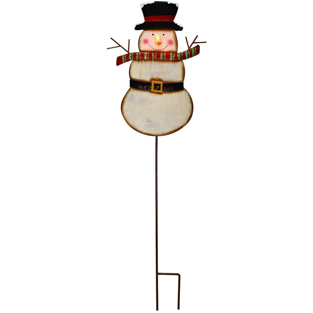 Christmas Snowman Garden Stake Decor Snowman Decoration, Outdoor Metal