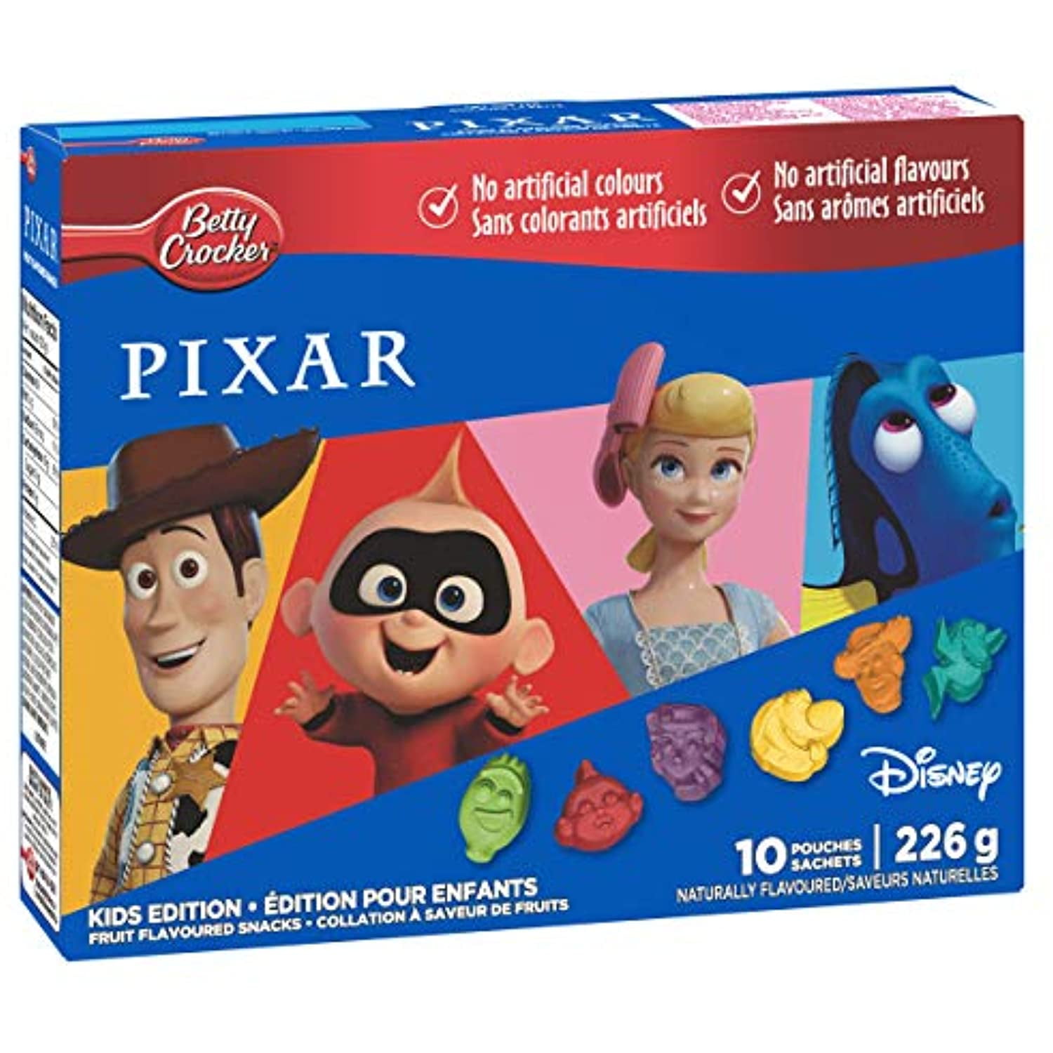 Betty Crocker Gluten Free Pixar Fruit Snacks, 10 Pouches, 226G/8 Oz