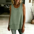 thumbnail image 4 of TGSLY Women's Crew Neck Double Layer Chiffon Tank Tops Flare Hem Swing Sleeveless Tunic Shirt Loose Flowy A-Line Fit Solid Color Blouse L, 4 of 9