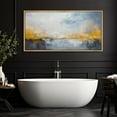 thumbnail image 3 of IDEA4WALL Extra Large Framed Canvas Print Wall Art Abstract Lakeside Gold and Blue Watercolor Fine Art Antique Wall Decorative Horizon Nature Wilderness Artwork Relax/Calm for Rooms - 60"x30", 3 of 5