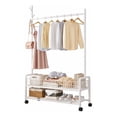 thumbnail image 1 of Rack Perchero Metalico Reforzado Movil Doble Estante Ropa Practiksa Color Blanco RZ30004, 1 of 8