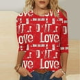 thumbnail image 2 of QQAMB Women Love Heart Valentines Day Tops 3/4 Sleeve Shirts Blouses Funny Cute Graphic T-Shirt Casual Clothing Outfit Red S, 2 of 5
