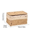 thumbnail image 3 of FSAGAE Natural Woven Storage Basket with Lid Small for Bedroom Living Room Kitchen Organizer Beige, 3 of 5