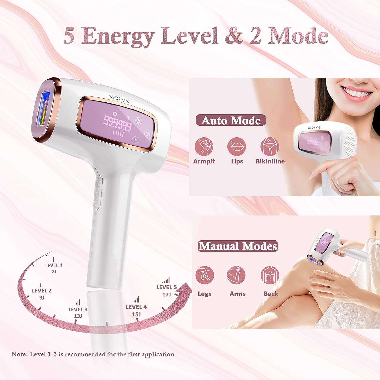 CATLK Laser Hair Removal, 999,000 Flashes Hair Remover for Face, Leg, Armpit and Bikini Line, Safe & Long-Lasting