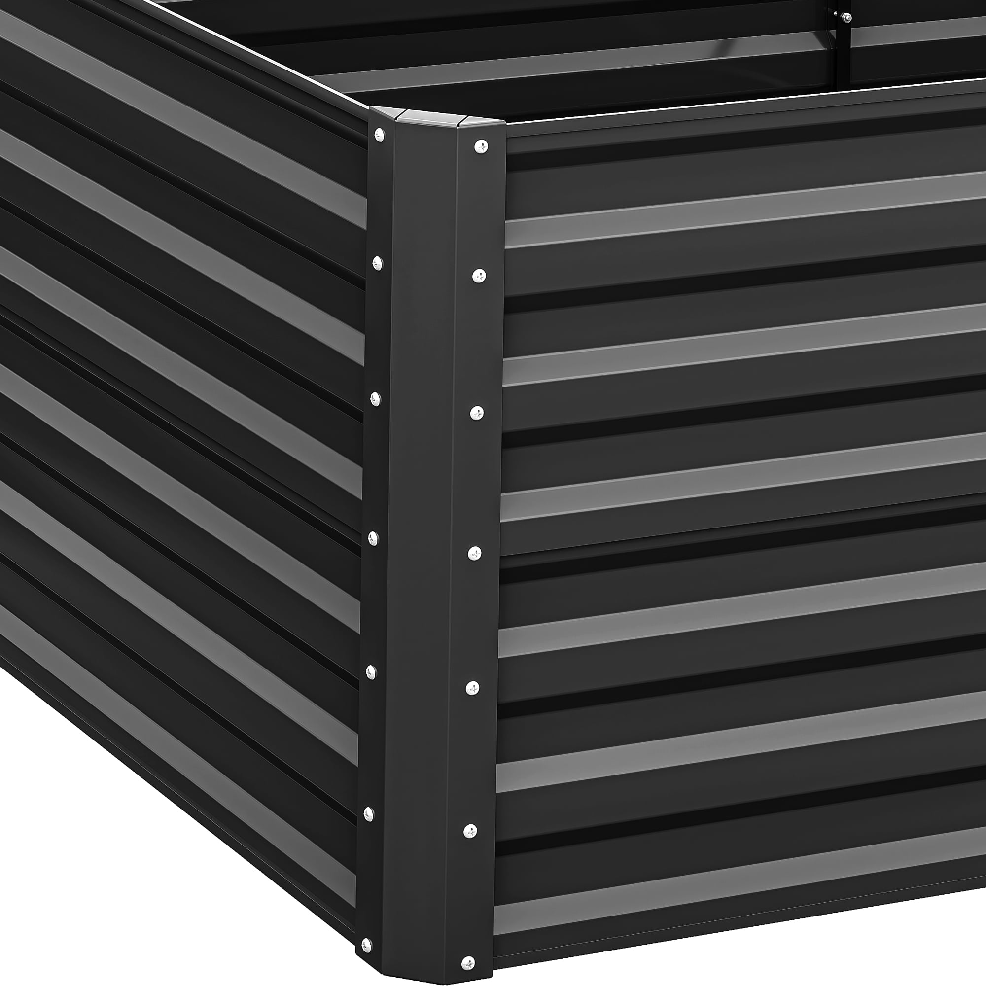 Uforic 6ftx3ftx2ft Large Raised Garden Bed Kit,Outdoor Galvanized Metal Patio Planter Box with Safety Rubber & Gloves, for Vegetables Flowers,Thickness 0.14 inches,Black