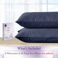 thumbnail image 4 of California Design Den 1000 Thread Count King Pillow Cases Set of 2, 100% Cotton Sateen Weave, Soft Refined 2 King Pillow Cases Fit King Size Pillows, Navy Blue, 4 of 8