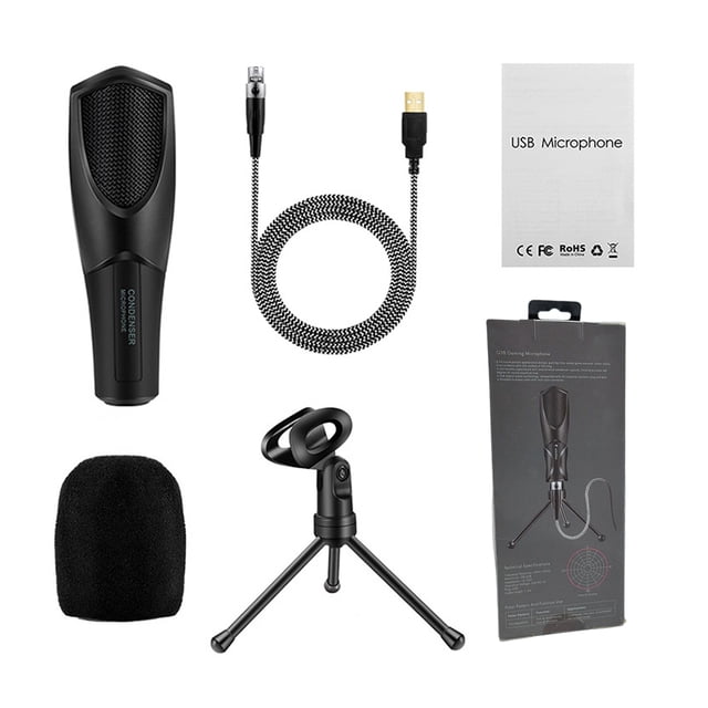 fastboy USB Condenser Desktop Microphone Computer Notebook Voice Chat Conference Speech Singing Stand Studio Mic