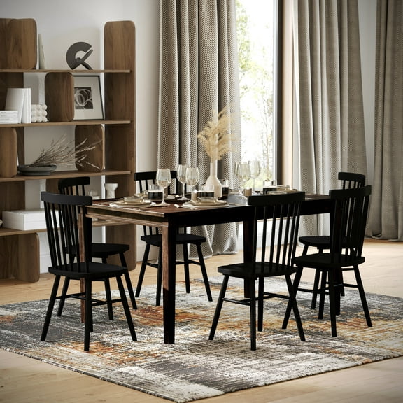 Merrick Lane 60" Wooden Dining Table with Tapered Legs and Seating for 6 in Wenge Matte