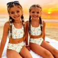 thumbnail image 5 of CCRFTGI Girls Swimsuits Size 6-7 Two Piece Sets Swimming Bikini Set Beach Holiday Girls Bathing Suit Cute Summer Animal Print Girls Fashion Swim Suit Kids Bikini Swimwear Beige 5-6 Years, 5 of 9