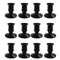 Rvaymup 12Pieces Decorative Black Plastic Taper Candle Holders for Weddings and Parties