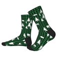 thumbnail image 2 of Pofeuu Christmas tree green plaid Print Crew Socks, Adult Running Hiking Socks for Youth and Adult, 2 of 7