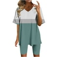 thumbnail image 1 of Blouses pour Femmes, Mode Imprimée Blouse Col en V Manches Courtes Hauts Shorts Ensemble Décontracté, 1 of 5