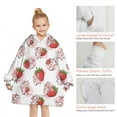 thumbnail image 6 of White Cow Strawberry Pattern Blanket Hoodies for Kids 6-13YR Oversize Wearable Blanket Hoodies for Boys Girls Teens, 6 of 7