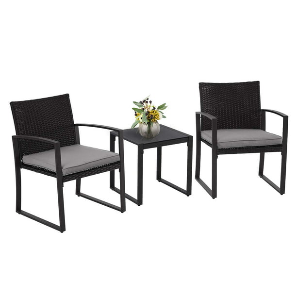 Suncrown 3 Piece Outdoor Patio Bistro, Outdoor Bistro Table And Chairs Black