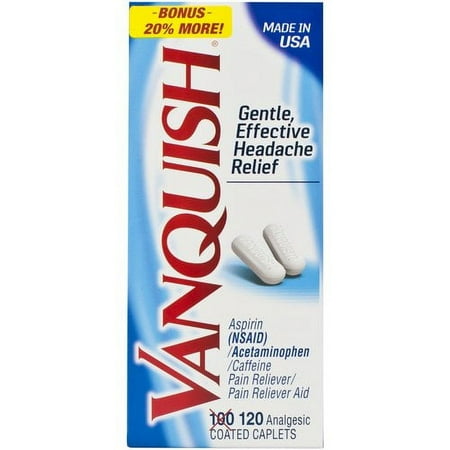 Vanquish Headache and Pain Relief, Acetaminophen, Aspirin, Caffeine, 120 Caplets