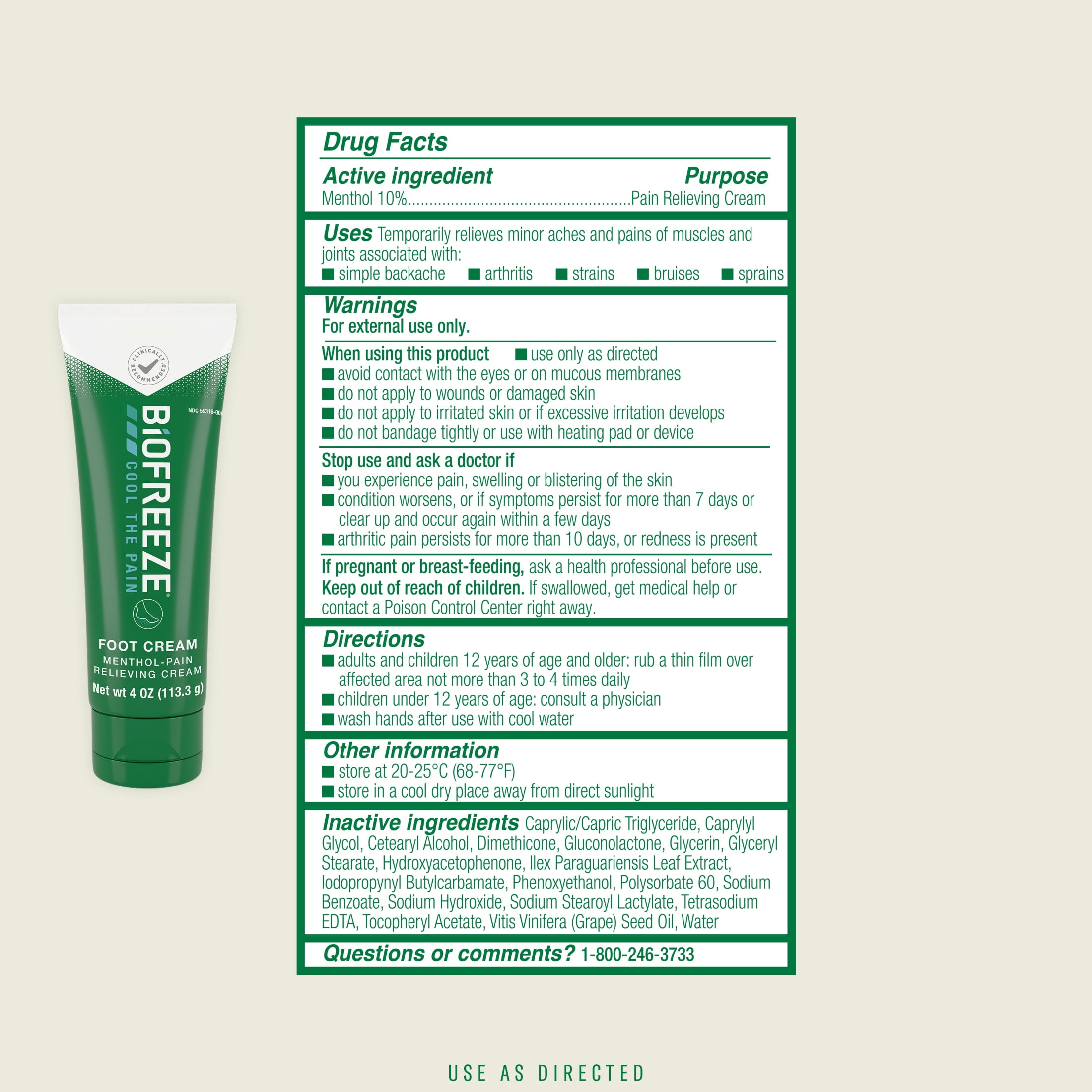 Biofreeze Arthritis Pain Relief Cream, For Joint, Muscle & Back Pain Relief, OTC & HSA Eligible, Menthol, 4 OZ