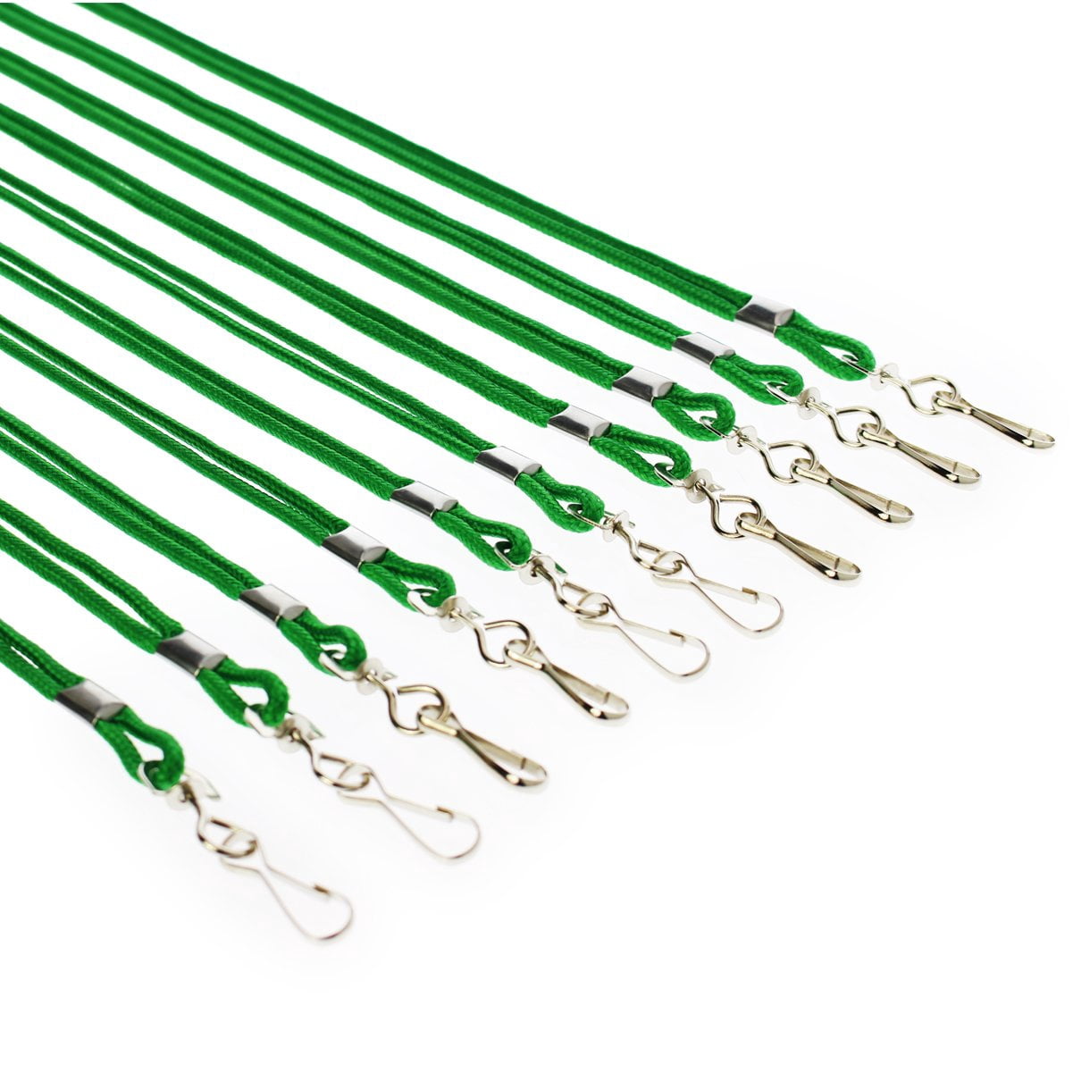 Bulk 100 Pack - Premium Round ID Badge Neck Lanyards for Card Holders and Name Tags - 36 in Non-Breakaway Heavy Duty Cord & Secure Metal Swivel J Hook Clip by Specialist ID (Green)