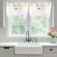 thumbnail image 5 of Spring Poppy Flowers Tie Up Curtain 45 Inches Long, Colorful Floral Farmhouse Watercolor Balloon Style Kitchen Window Curtain Over Sink, Small Window Rod Pocket Curtain 52"x45", 5 of 9