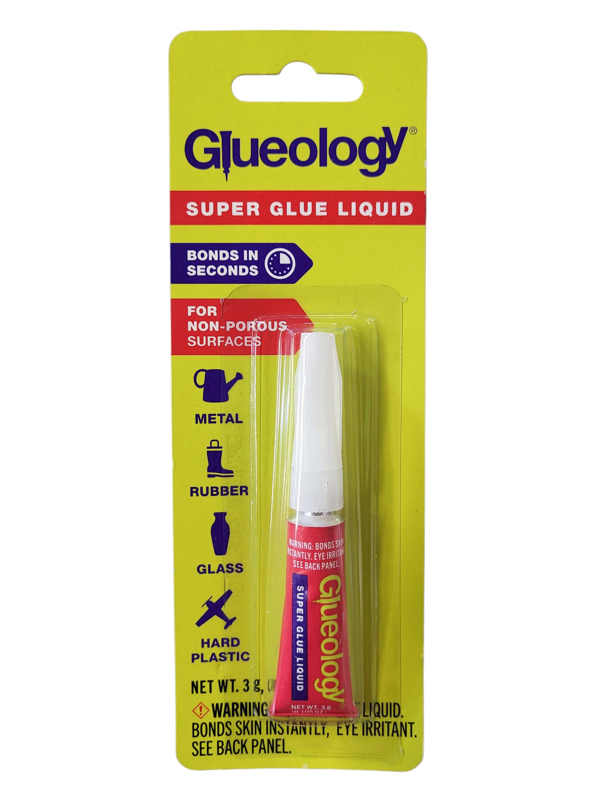 Glueology Liquid Super Glue Fast-Dry for General Use, Clear, 3 Grams