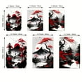 thumbnail image 4 of Three Vintage Japanese Landscape Wall Art Prints - Suitable for Living Room and Bedroom Decoration Black and Red Ink Posters - Frameless, 4 of 7