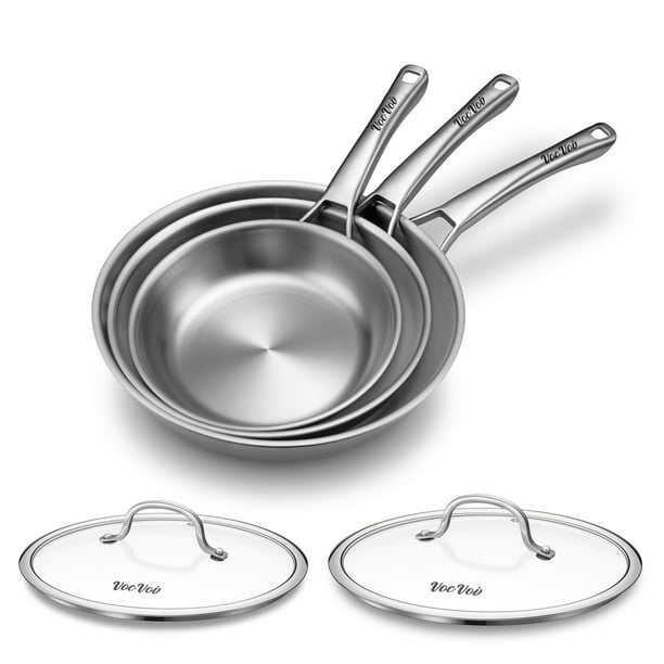 Juego de utensilios de cocina VocVoi Tri-Ply, sartenes de acero inoxidable