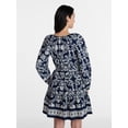 thumbnail image 4 of Time and Tru Women's and Women’s Plus Tie Neck Mini Peasant Dress, Sizes XS – 4X, 4 of 6