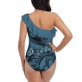 thumbnail image 3 of Octopus Tentacle Two-T Drawing One Piece Swimsuit Women Ruffle Monokini Shoulder Swimsuit Bathing Suit Swim Wear Octopus, 3 of 5