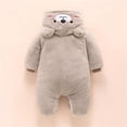 thumbnail image 5 of Odeerbi Toddler Girls Clothes Baby Jumpsuit Romper 2025 Fashion Solid Color Cute Plush Thickening Keep Warm Bear Ear Winter Jumpsuit Gray 12-18 Months, 5 of 5