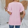 thumbnail image 5 of Fgnfyis Women'S T-Shirts Lace Collar Flutter Sleeve Casual Blouse Loose Fit Summer Basic Tee Top Womens Short Sleeve Tops Red S, 5 of 5