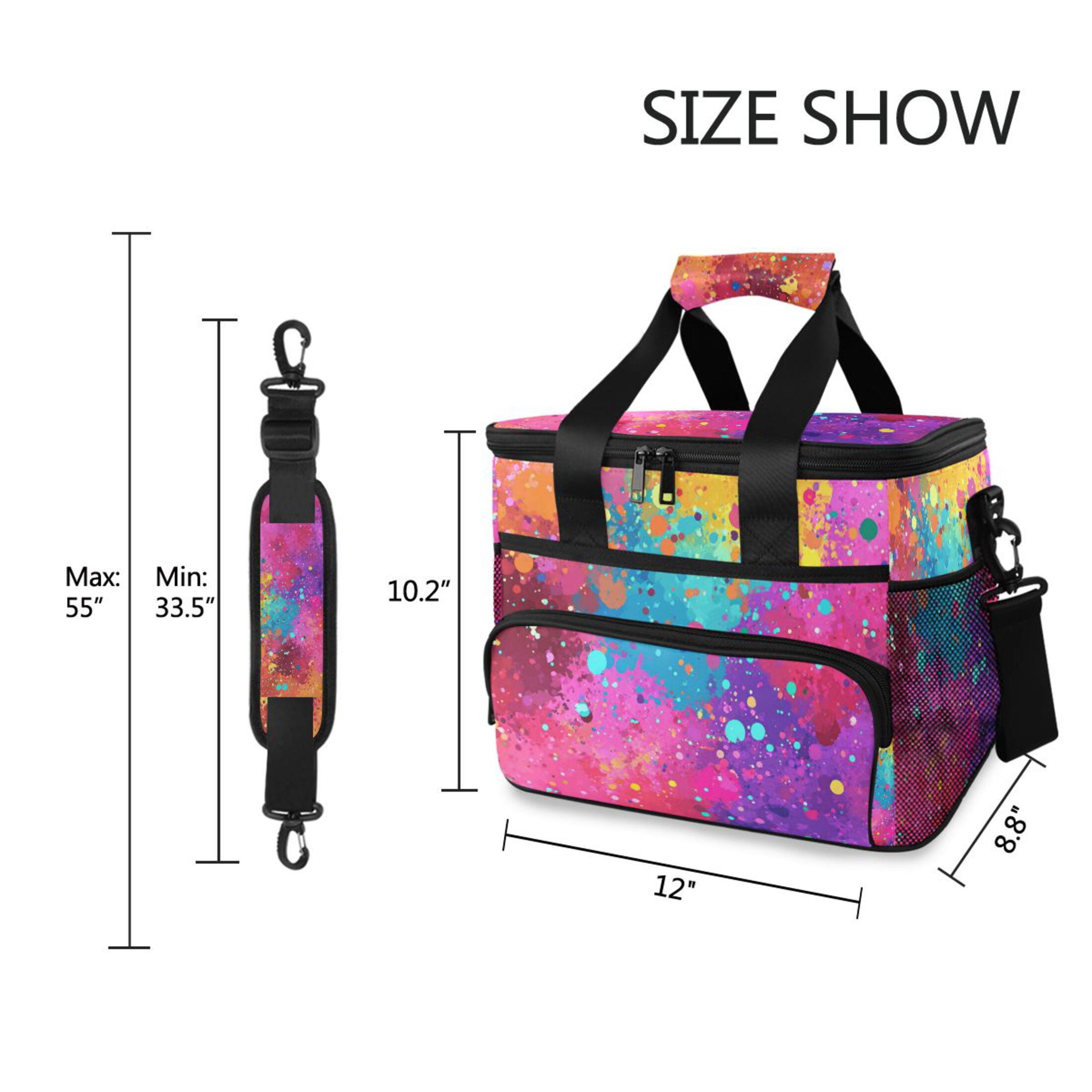 Color Explosion Splash Insulated Lunch Bag 15L Cooler Box for Women Men Work Camping Beach Travel