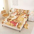 thumbnail image 2 of Manfei Cute Bowknot Puppy Queen Sheets, Golden Retriever Queen Sheet Sets, Beige Cream, 4pcs, 1 Flat Sheet, 1 Fitted Sheet and 2 Pillowcases, 2 of 6