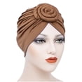 thumbnail image 3 of Women Solid Color African Turban Flower Knot Pre-Tied Bonnet Beanie Cap Headwrap, 3 of 6