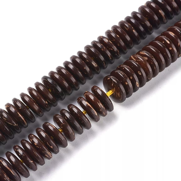 U8MO 110pcs CoconutBrown Coconut Flat Round Beads Disc Mini Loose Spacer 10x3mm