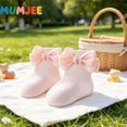 thumbnail image 5 of Miaouyo Toddler Baby Girl Crew Socks Soft Breathable Lace Ruffle Bow Princess Socks, 5 of 7