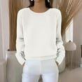 thumbnail image 4 of Lumtrix Womens Pullover Sweaters Crewneck Long Sleeve Hollow Out Crochet Tops Fall Winter Loose Clothing White M, 4 of 5