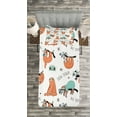 thumbnail image 3 of Ambesonne Sloth Quilted Bedspread Set 2 Pcs, Sloths on Branches, Twin Size, Pale Blue Orange Black, 3 of 3