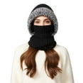 thumbnail image 6 of Yokan 3-in-1 Knitting Hat with Scarf and Mask, Fleece Lined Winter Knit Balaclava for Women, Windproof and Warm Winter Outdoor Hat with Face Covering, Cozy Fashion Beanie, Black/Gray/Red, 6 of 8